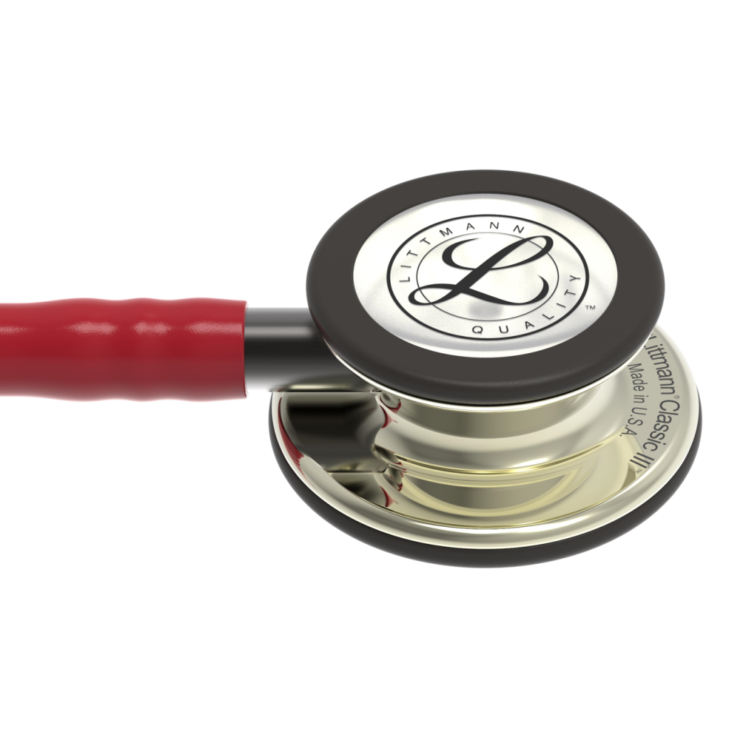 Stetoscop 3M Littmann Classic III Burgundy cu capsula sampanie 5864 - capsula vedere inclinata